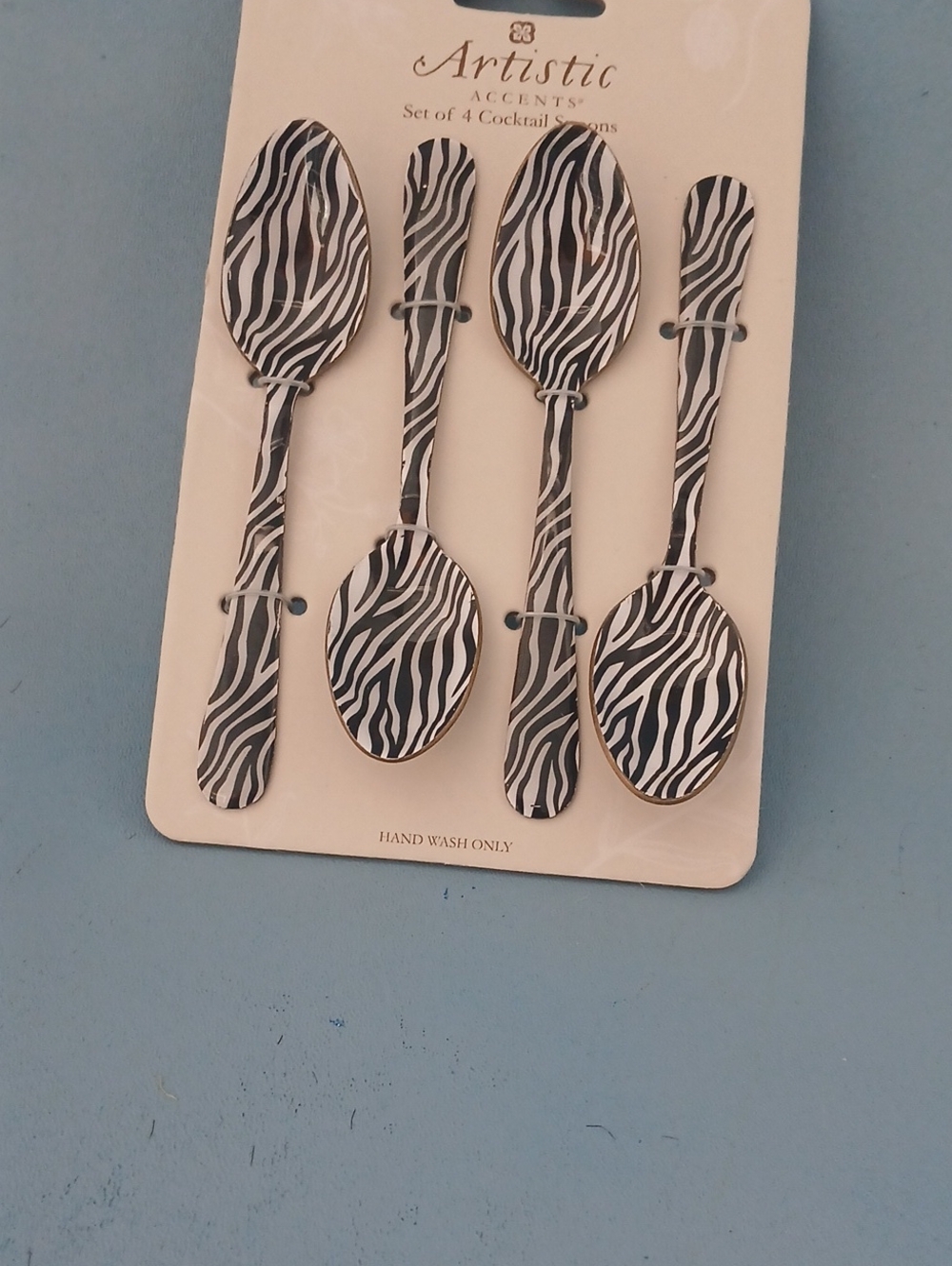 Artistic Accents Zebra-Print Cocktail Spoons - Black & White Set of 4